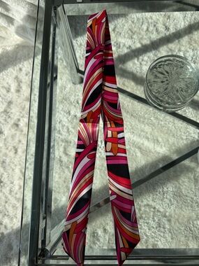 Vibrant Pink & Red Swirl Silk Twilly Scarf